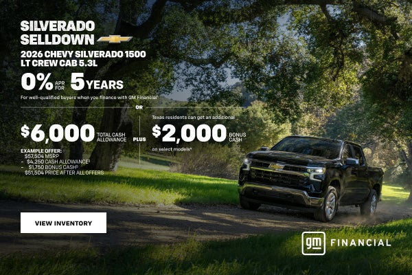 2026 Chevy Silverado 1500 LT Crew Cab 5.3L. 0% APR for 5 years For well-qualified buyers when you...